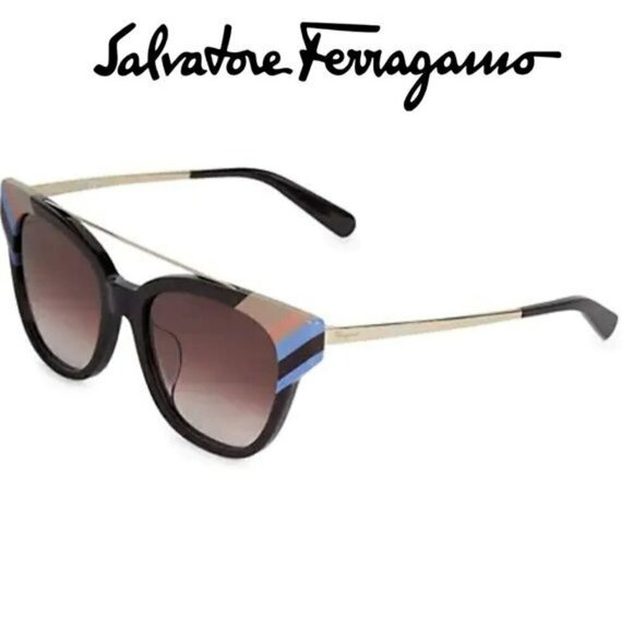 NWT Salvatore Ferragamo  Stripe Square Sunglasses